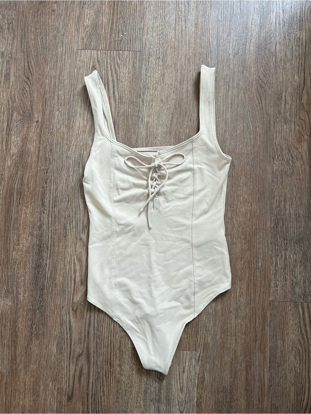 Women’s Lace-Up Cream Bodysuit